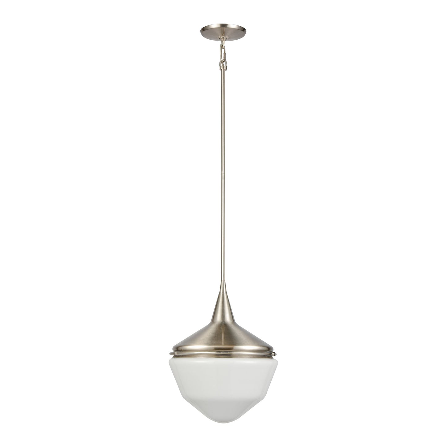 ELK SHOWROOM 69285/1 Mid-Century Schoolhouse 12'' Wide 1-Light Mini Pendant - Satin Nickel