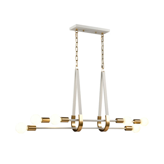 ELK SHOWROOM 69315/6 Sabine 42'' Wide 6-Light Linear Chandelier - Textured White with Brushed Gold