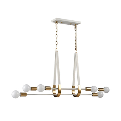 ELK SHOWROOM 69315/6 Sabine 42'' Wide 6-Light Linear Chandelier - Textured White with Brushed Gold