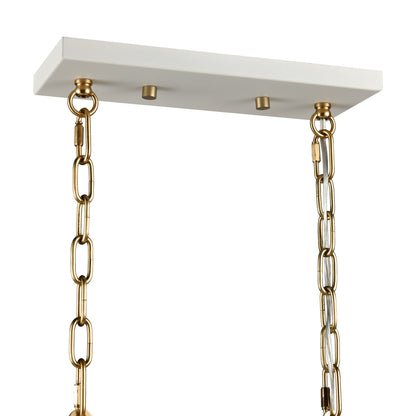 ELK SHOWROOM 69315/6 Sabine 42'' Wide 6-Light Linear Chandelier - Textured White with Brushed Gold