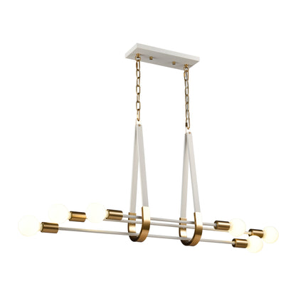 ELK SHOWROOM 69315/6 Sabine 42'' Wide 6-Light Linear Chandelier - Textured White with Brushed Gold