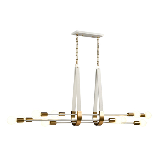 ELK SHOWROOM 69316/10 Sabine 58'' Wide 10-Light Linear Chandelier - Textured White with Brushed Gold