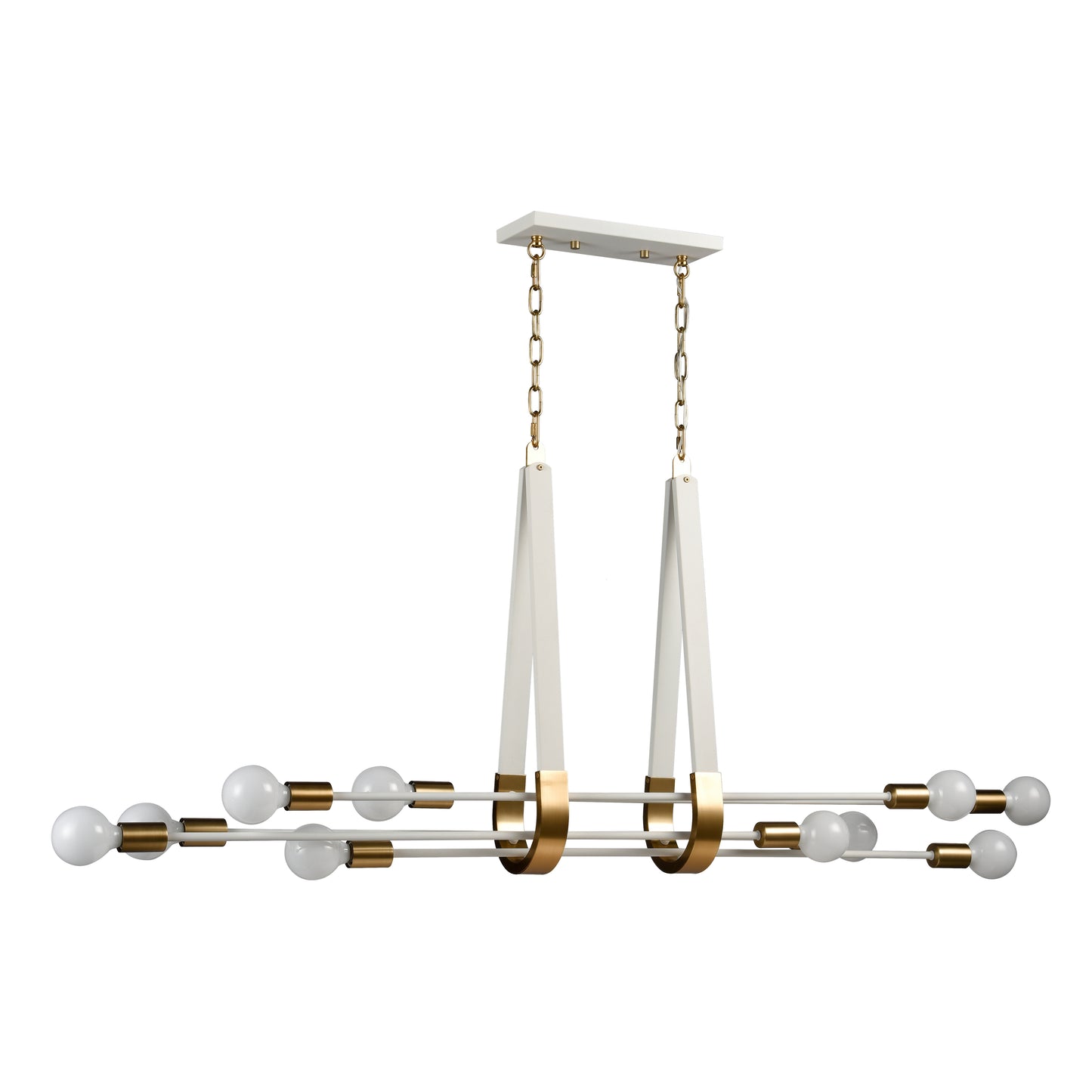 ELK SHOWROOM 69316/10 Sabine 58'' Wide 10-Light Linear Chandelier - Textured White with Brushed Gold