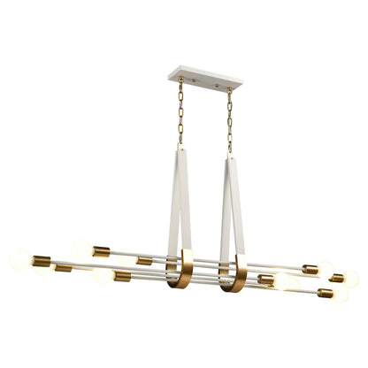 ELK SHOWROOM 69316/10 Sabine 58'' Wide 10-Light Linear Chandelier - Textured White with Brushed Gold