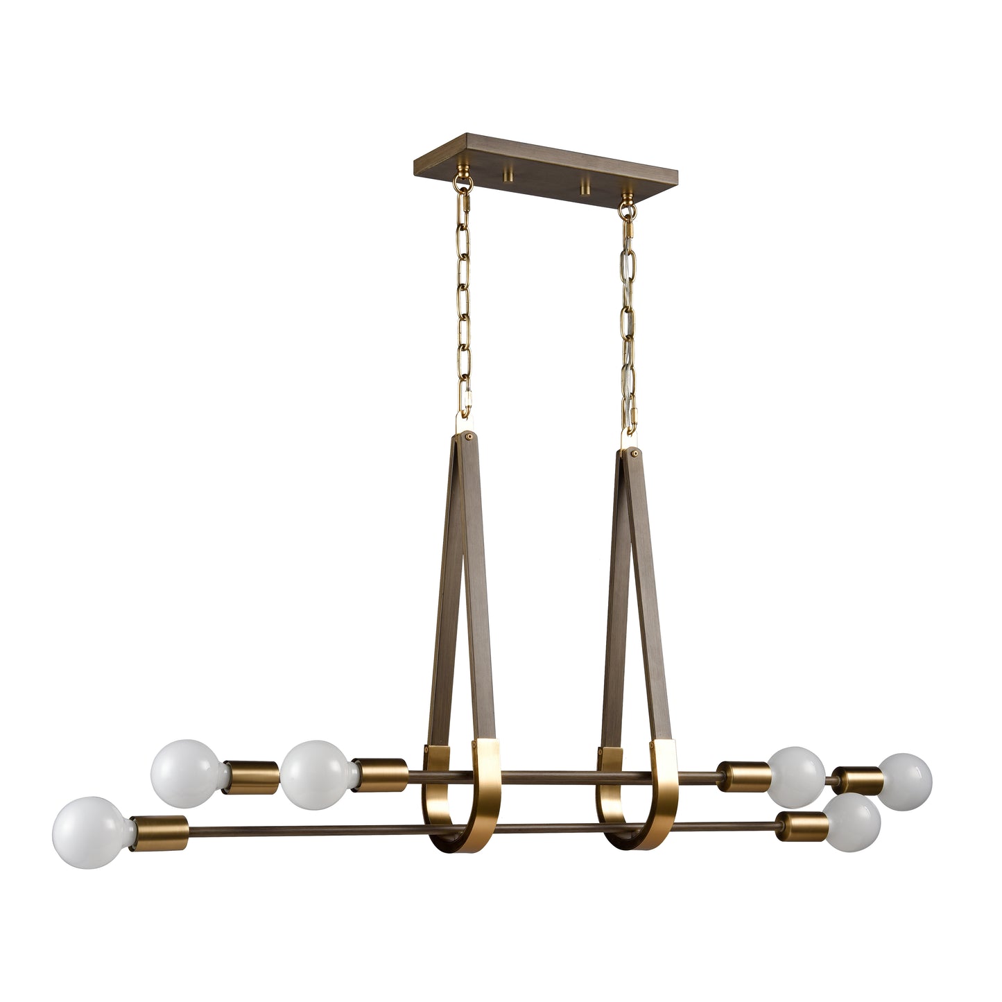 ELK SHOWROOM 69325/6 Sabine 42'' Wide 6-Light Linear Chandelier - Pecan with Brushed Gold