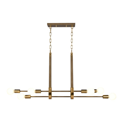 ELK SHOWROOM 69325/6 Sabine 42'' Wide 6-Light Linear Chandelier - Pecan with Brushed Gold