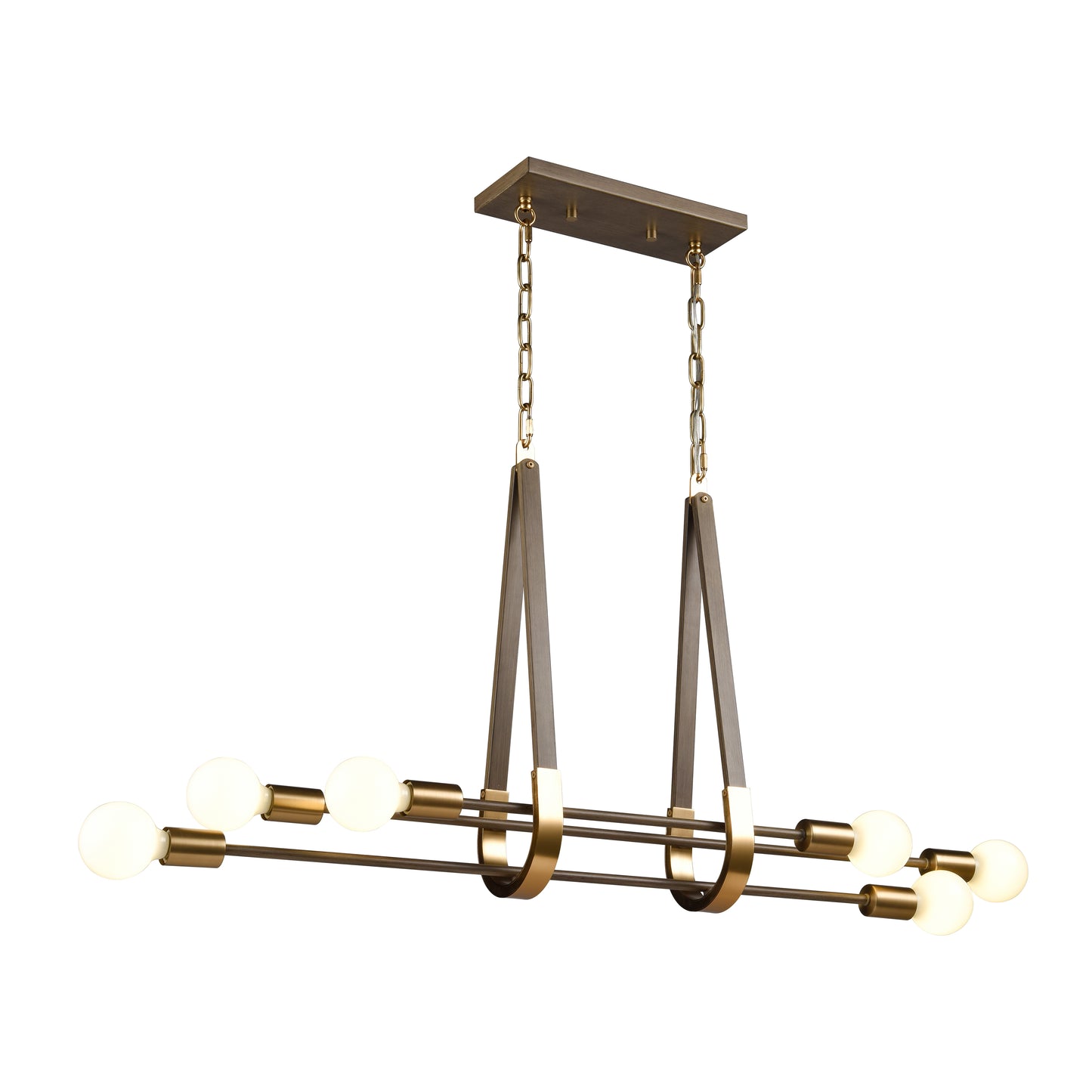 ELK SHOWROOM 69325/6 Sabine 42'' Wide 6-Light Linear Chandelier - Pecan with Brushed Gold