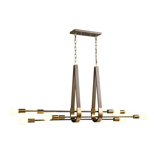 ELK SHOWROOM 69326/10 Sabine 58'' Wide 10-Light Linear Chandelier - Pecan with Brushed Gold