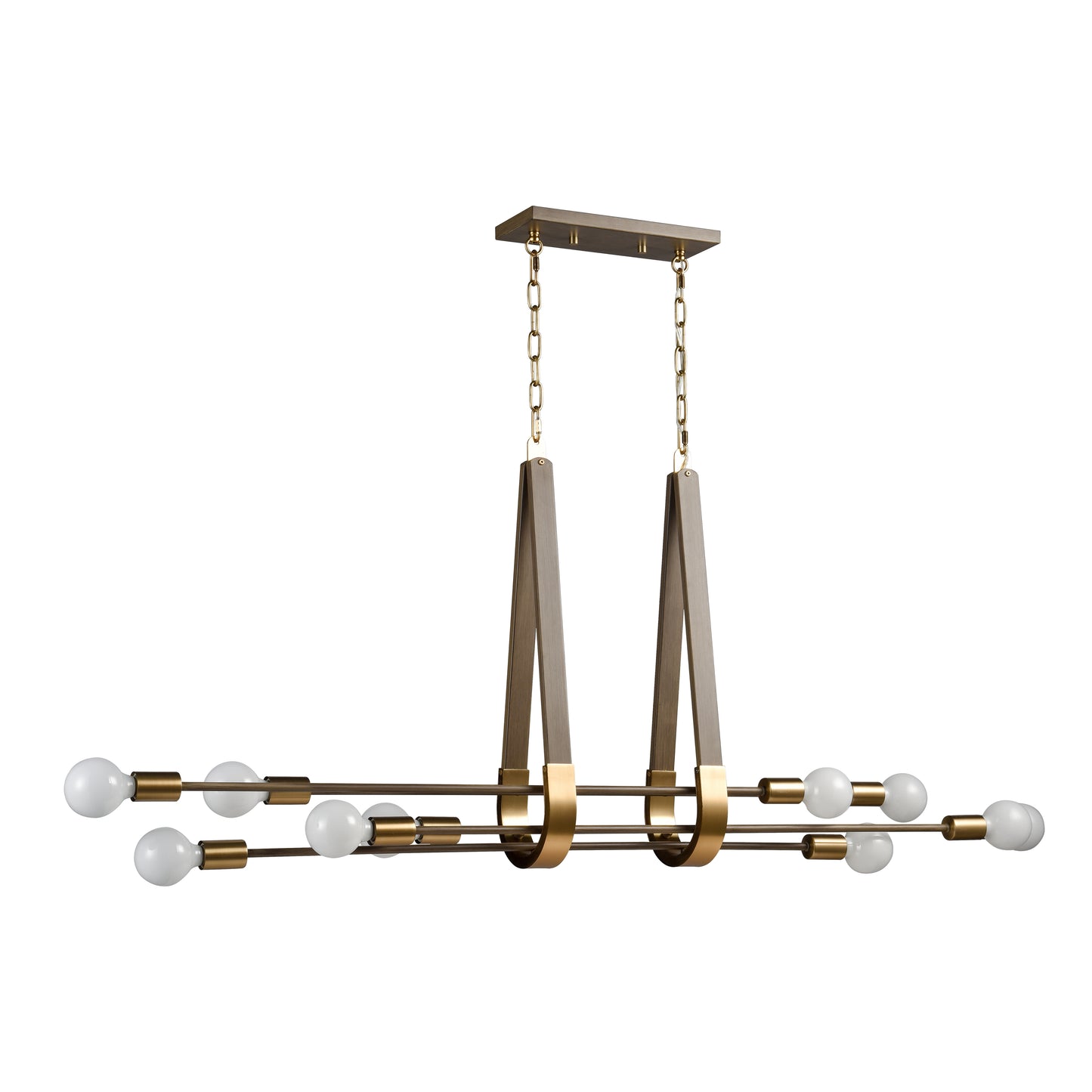 ELK SHOWROOM 69326/10 Sabine 58'' Wide 10-Light Linear Chandelier - Pecan with Brushed Gold