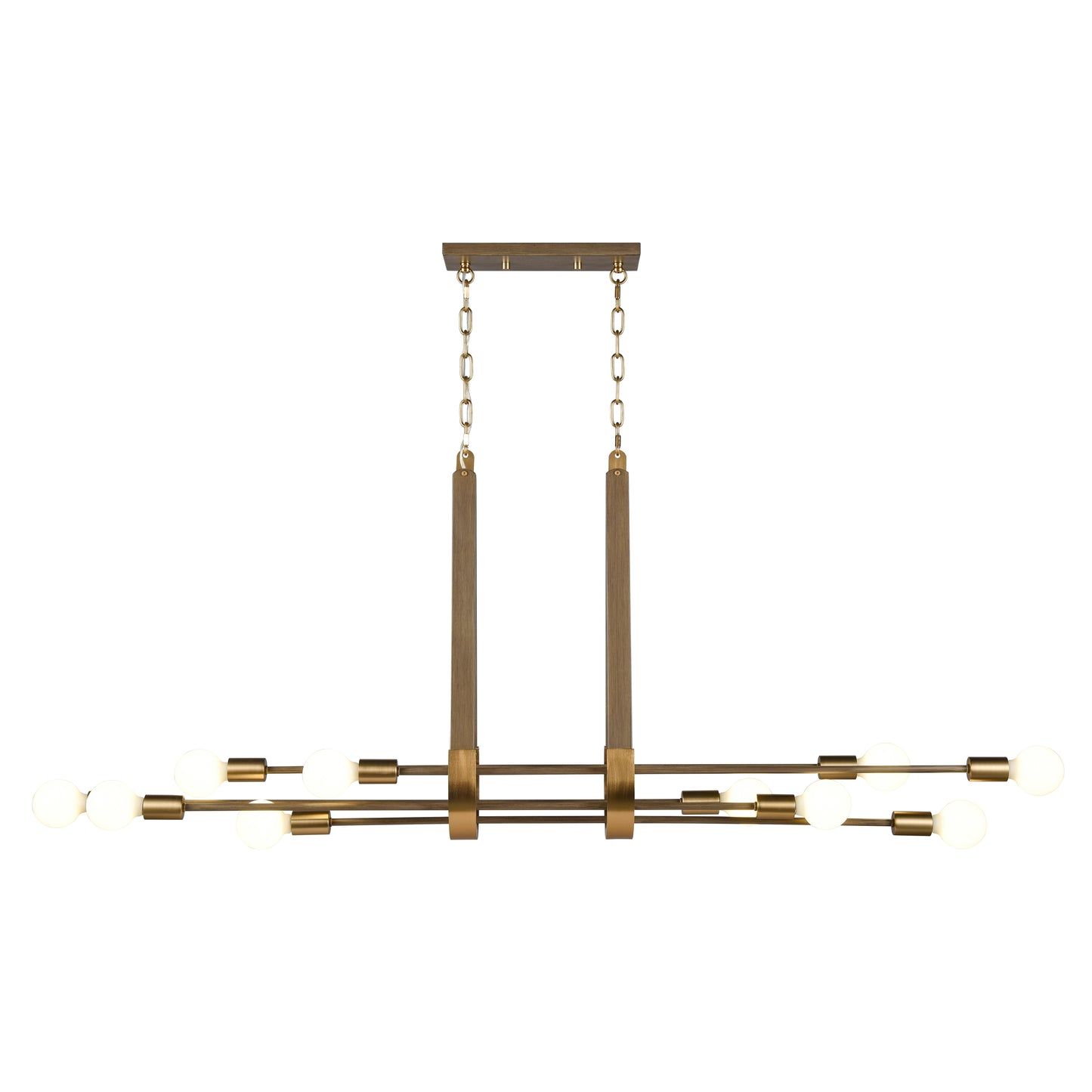 ELK SHOWROOM 69326/10 Sabine 58'' Wide 10-Light Linear Chandelier - Pecan with Brushed Gold