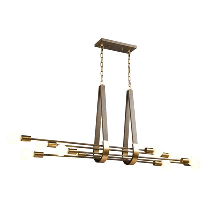 ELK SHOWROOM 69326/10 Sabine 58'' Wide 10-Light Linear Chandelier - Pecan with Brushed Gold