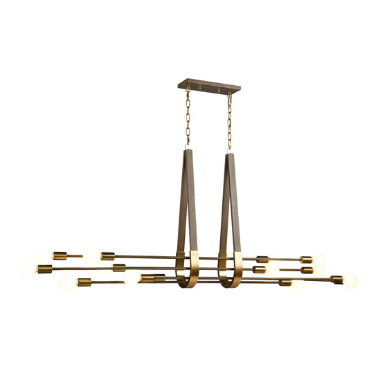 ELK SHOWROOM 69327/14 Sabine 72'' Wide 14-Light Linear Chandelier - Pecan with Brushed Gold