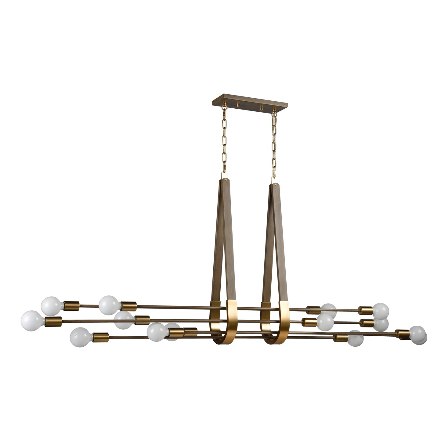 ELK SHOWROOM 69327/14 Sabine 72'' Wide 14-Light Linear Chandelier - Pecan with Brushed Gold