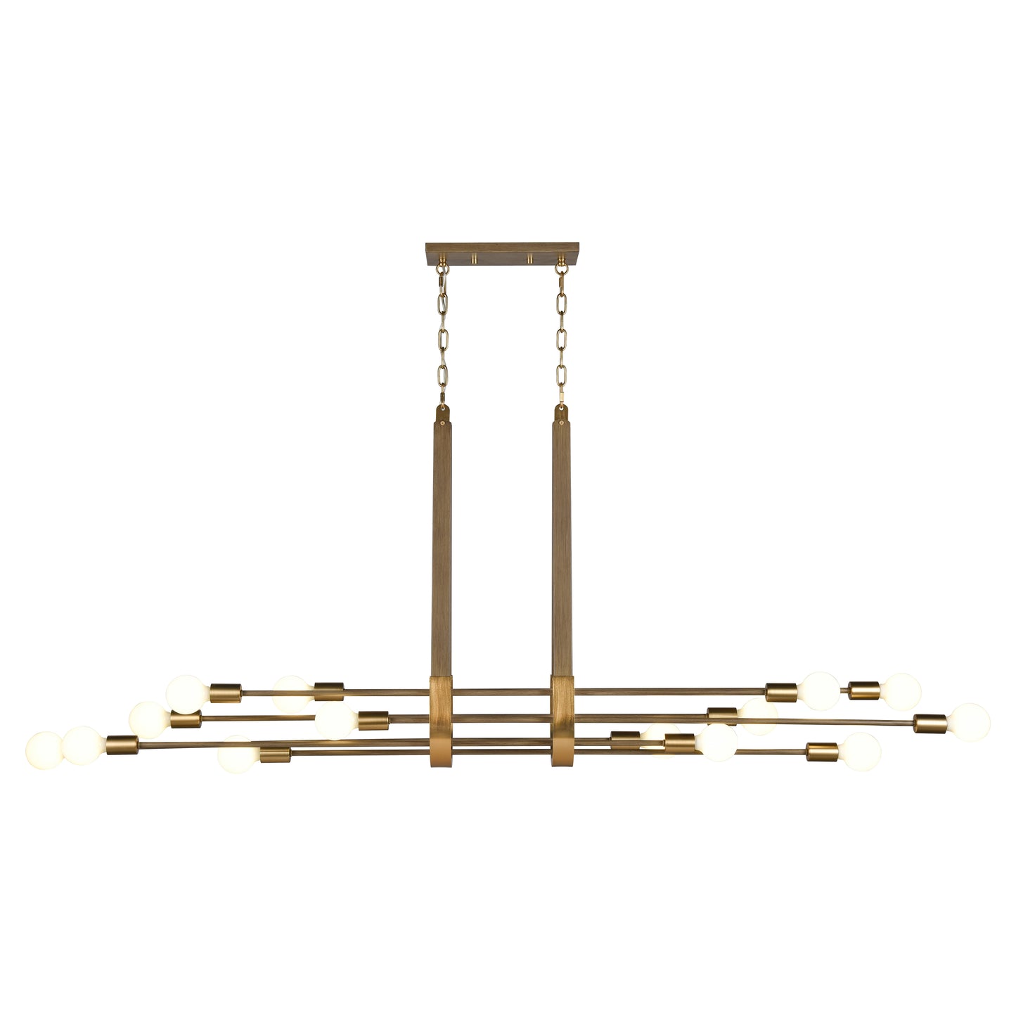 ELK SHOWROOM 69327/14 Sabine 72'' Wide 14-Light Linear Chandelier - Pecan with Brushed Gold