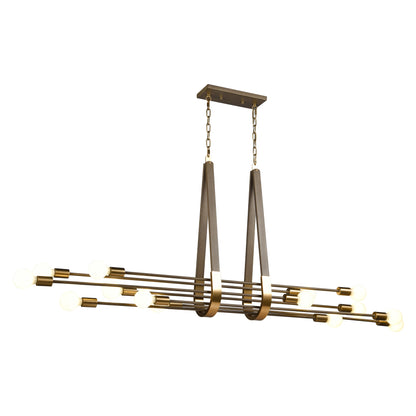 ELK SHOWROOM 69327/14 Sabine 72'' Wide 14-Light Linear Chandelier - Pecan with Brushed Gold