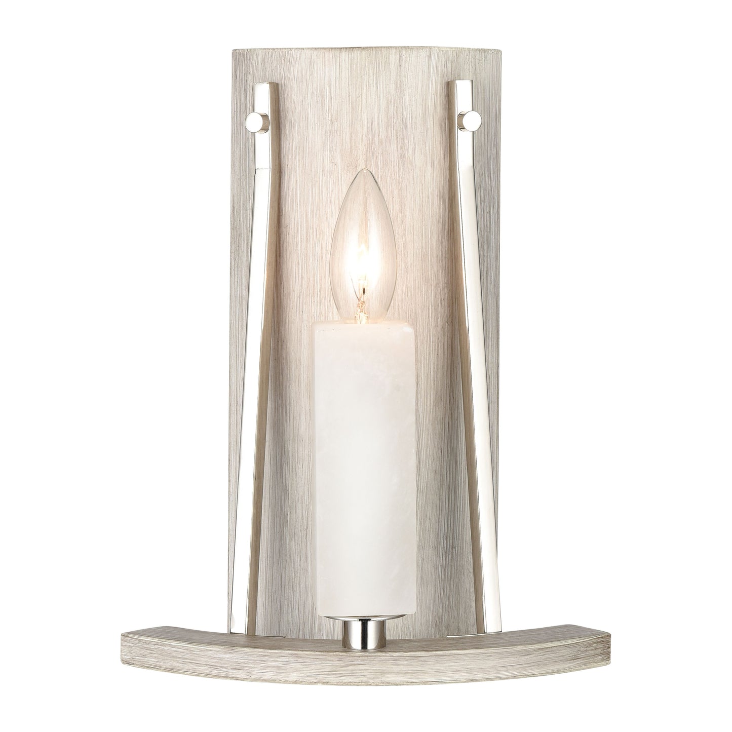 ELK SHOWROOM 69340/1 White Stone 12'' High 1-Light Sconce - Polished Nickel