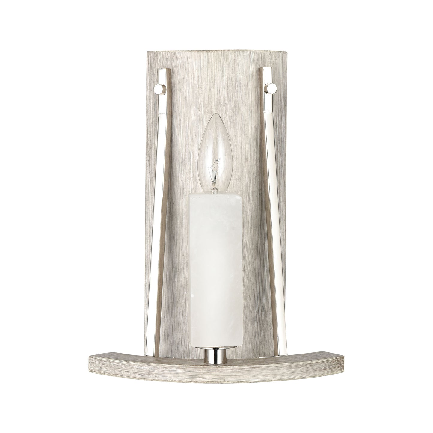 ELK SHOWROOM 69340/1 White Stone 12'' High 1-Light Sconce - Polished Nickel