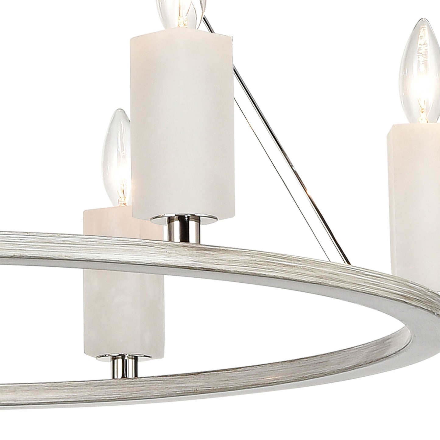 ELK SHOWROOM 69347/6 White Stone 30'' Wide 6-Light Chandelier - Polished Nickel