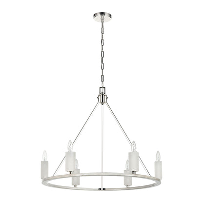 ELK SHOWROOM 69347/6 White Stone 30'' Wide 6-Light Chandelier - Polished Nickel