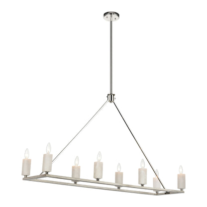 ELK SHOWROOM 69348/8 White Stone 48'' Wide 8-Light Linear Chandelier - Polished Nickel