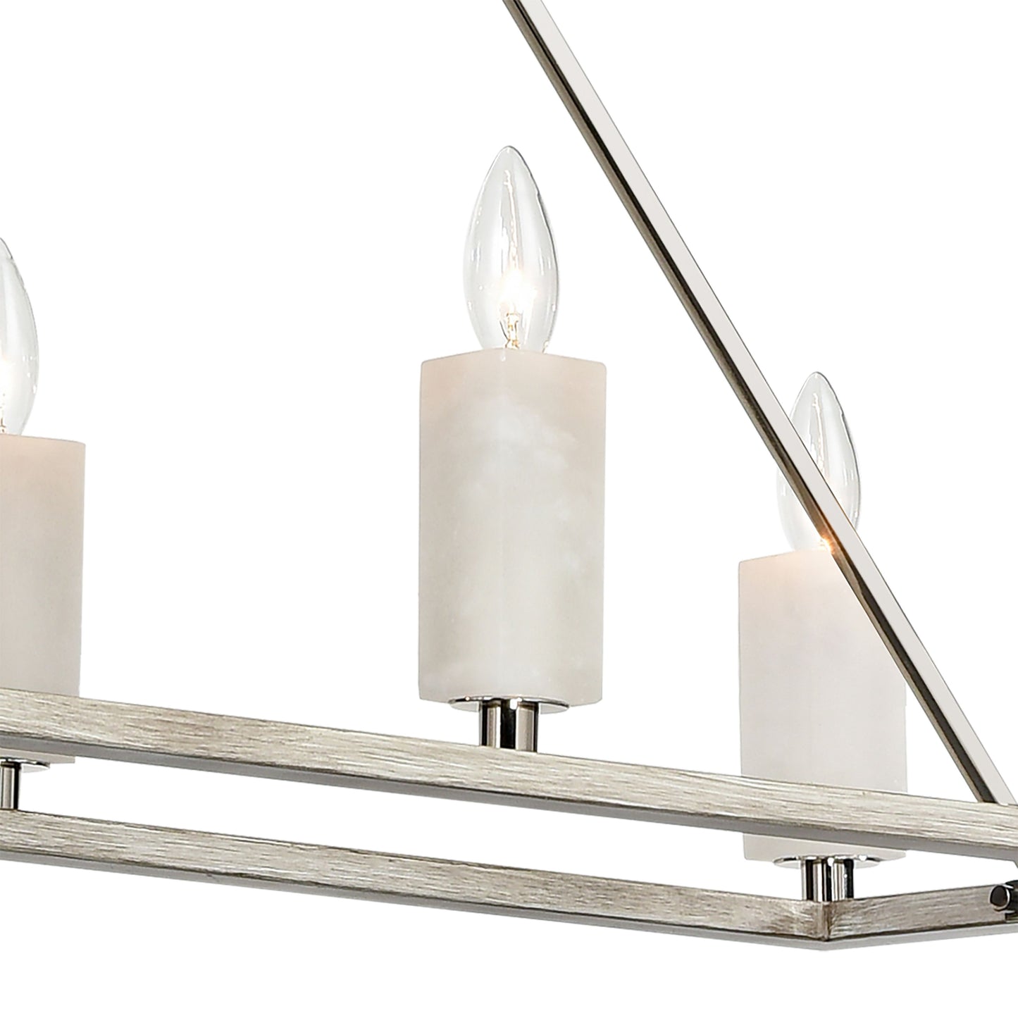 ELK SHOWROOM 69348/8 White Stone 48'' Wide 8-Light Linear Chandelier - Polished Nickel