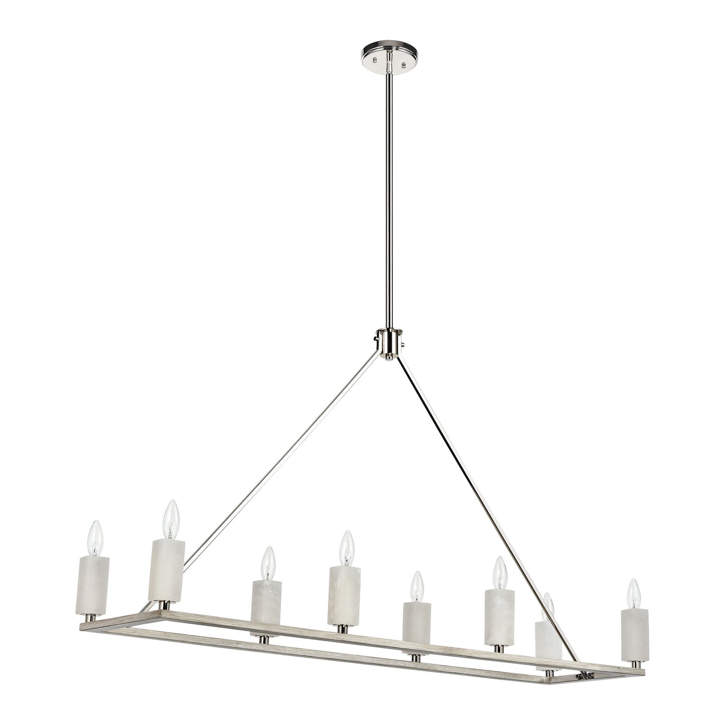 ELK SHOWROOM 69348/8 White Stone 48'' Wide 8-Light Linear Chandelier - Polished Nickel