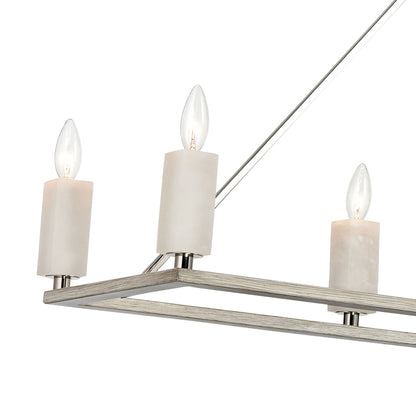 ELK SHOWROOM 69348/8 White Stone 48'' Wide 8-Light Linear Chandelier - Polished Nickel