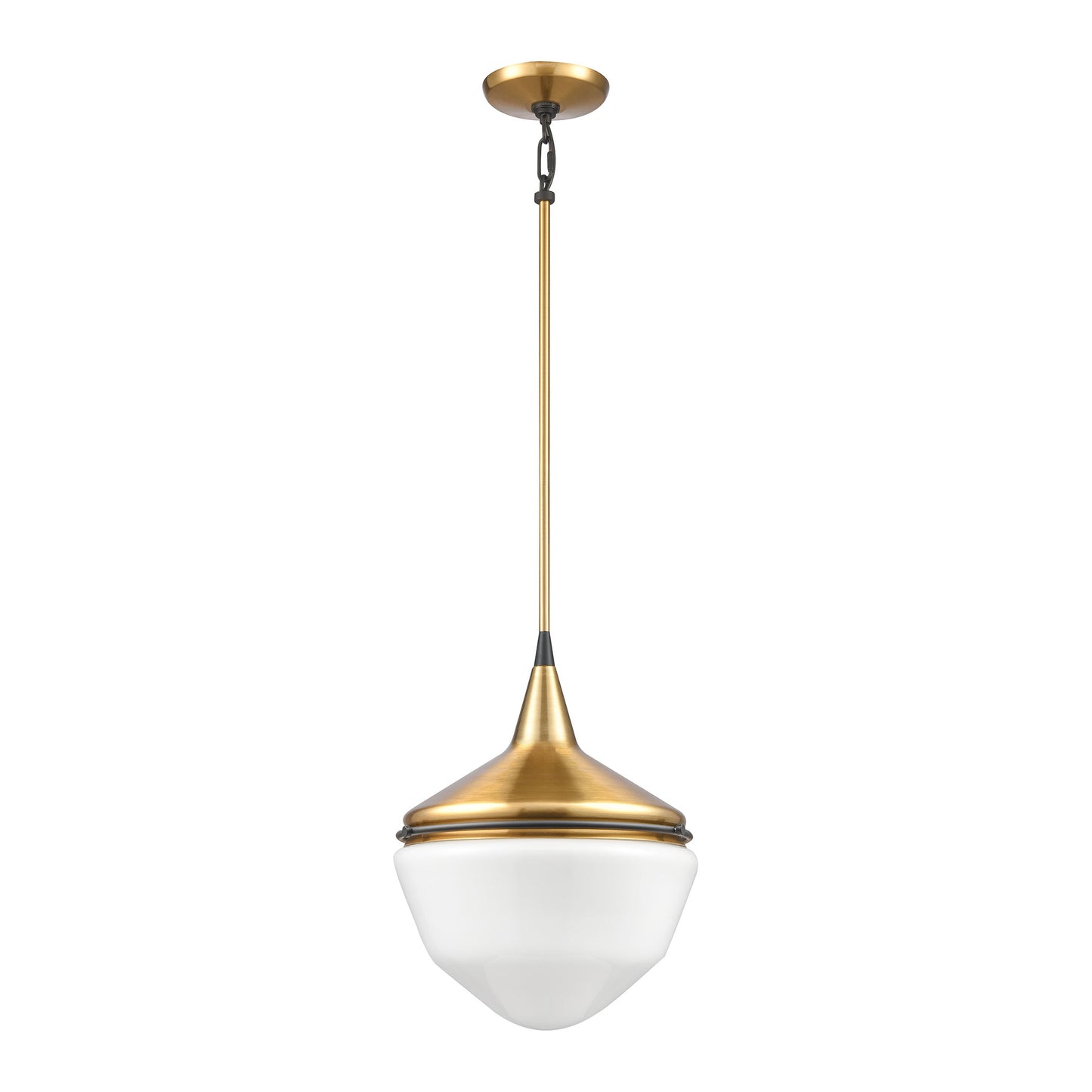 ELK SHOWROOM 69384/1 Mid-Century Schoolhouse 12'' Wide 1-Light Mini Pendant - Satin Brass