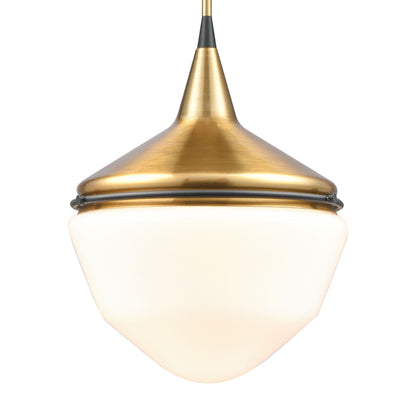 ELK SHOWROOM 69384/1 Mid-Century Schoolhouse 12'' Wide 1-Light Mini Pendant - Satin Brass