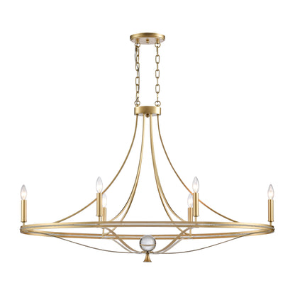 ELK SHOWROOM 69486/6 Noura 46.5'' Wide 6-Light Linear Chandelier - Champagne Gold