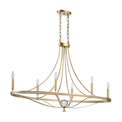 ELK SHOWROOM 69486/6 Noura 46.5'' Wide 6-Light Linear Chandelier - Champagne Gold