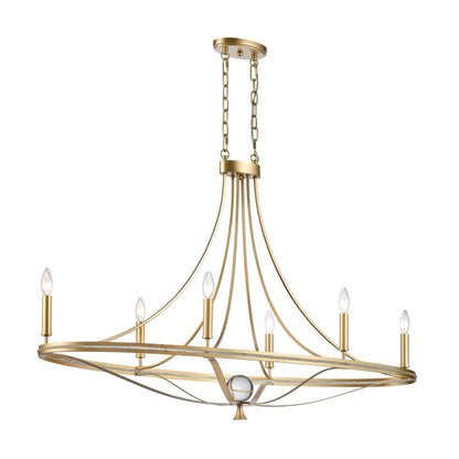 ELK SHOWROOM 69486/6 Noura 46.5'' Wide 6-Light Linear Chandelier - Champagne Gold