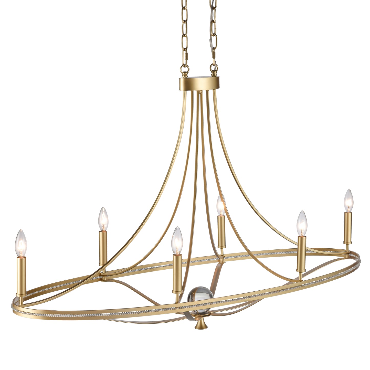 ELK SHOWROOM 69486/6 Noura 46.5'' Wide 6-Light Linear Chandelier - Champagne Gold