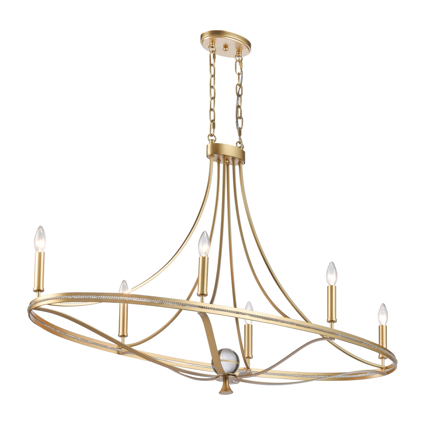 ELK SHOWROOM 69486/6 Noura 46.5'' Wide 6-Light Linear Chandelier - Champagne Gold