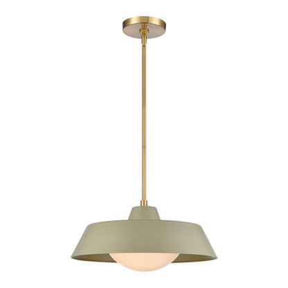 ELK SHOWROOM 69545/1 Gilman 16'' Wide 1-Light Pendant - Satin Brass with Sage Green