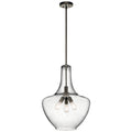 KICHLER 42198OZ Everly 27.5" 3 Light Bell Pendant Clear Seeded Glass Olde Bronze