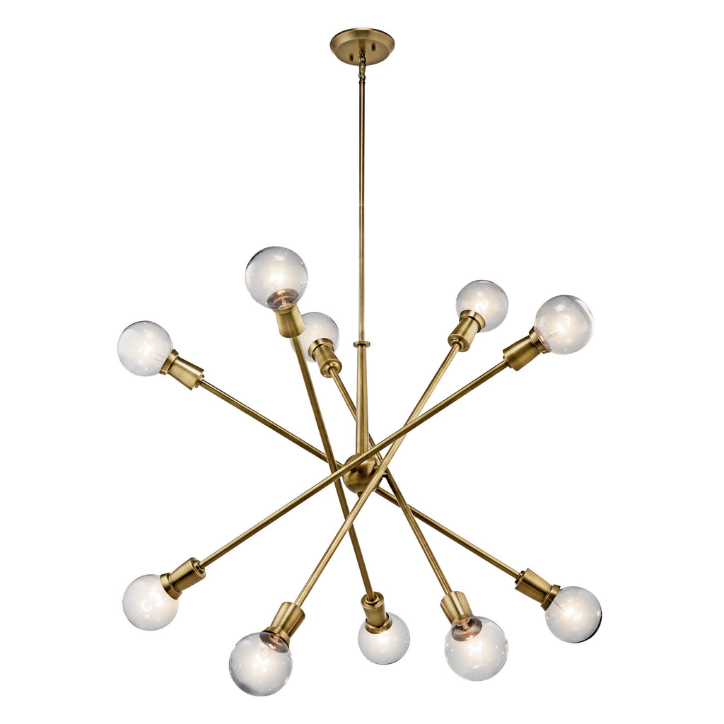 KICHLER 43119NBR Armstrong 53.5" 10 Light Chandelier In Natural Brass