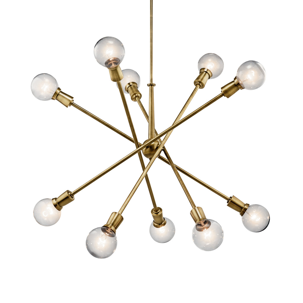 KICHLER 43119NBR Armstrong 53.5" 10 Light Chandelier In Natural Brass