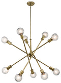 KICHLER 43119NBR Armstrong 53.5" 10 Light Chandelier In Natural Brass