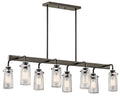 KICHLER 43457OZ Braelyn 11.25" 8 Light Linear Chandelier With Clear Seeded Glass Olde Bronze