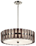 KICHLER 43753AUB Cirus 12" 4 Light Convertible Pendant With Tempered Etched Glass And White Linen In Auburn Stain
