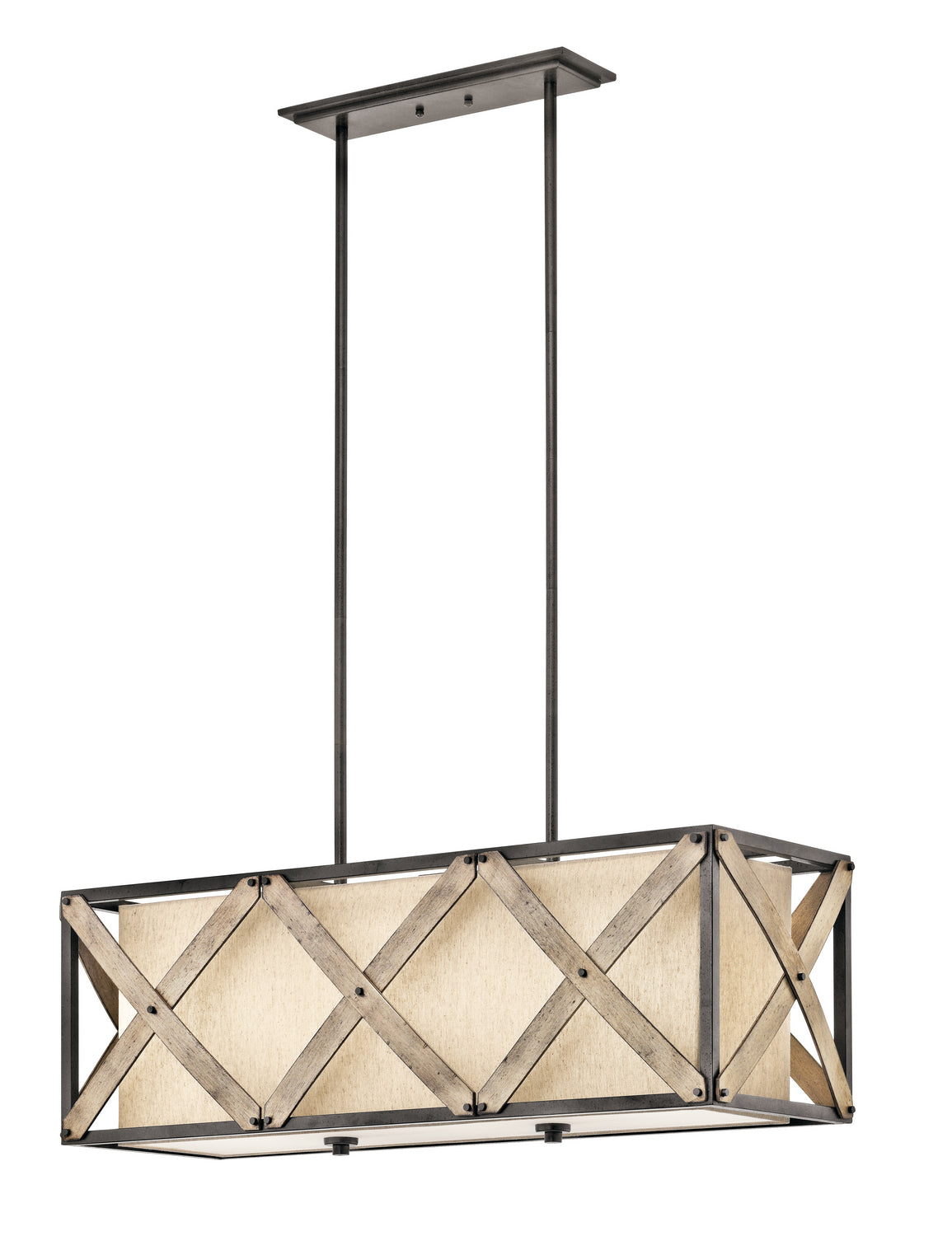 KICHLER 43774AVI Cahoon 3 Light Linear Chandelier Anvil Iron