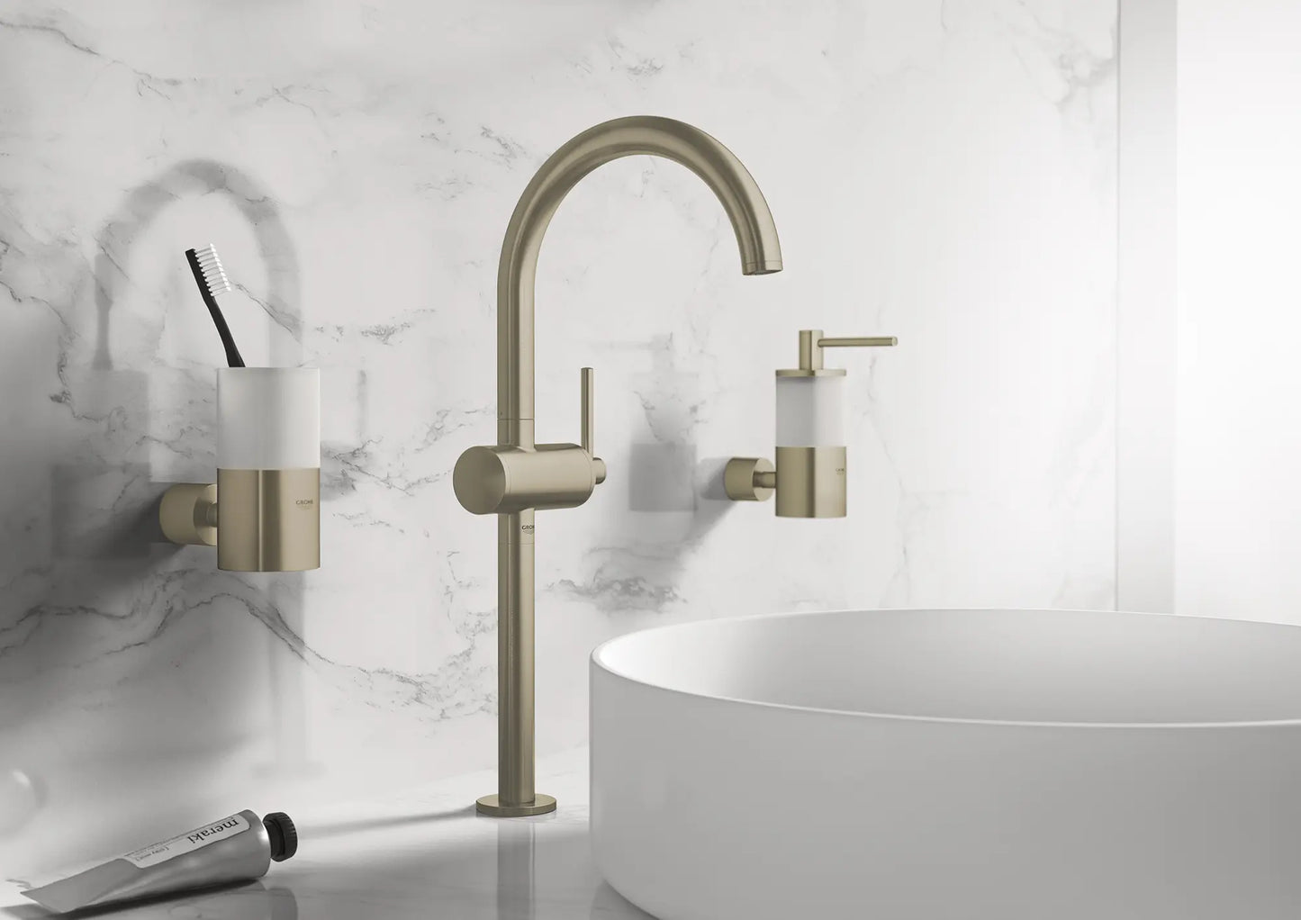 GROHE 23834EN3 Atrio New Single Hole Single-Handle Deck Mount Vessel Sink Faucet 1.2 GPM - Brushed Nickel
