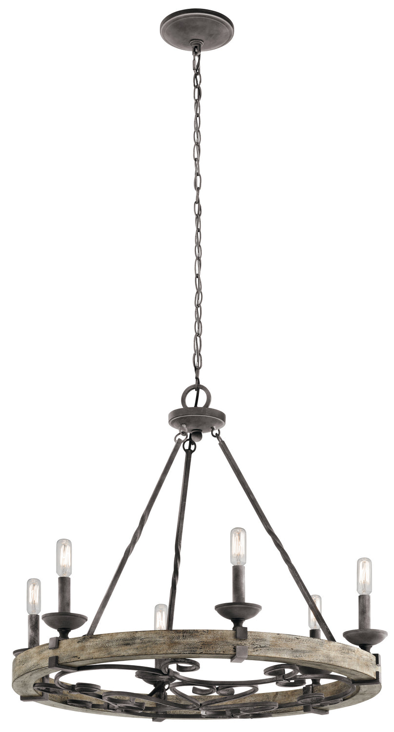 KICHLER 43823WZC Taulbee 6 Light Chandelier Weathered Zinc
