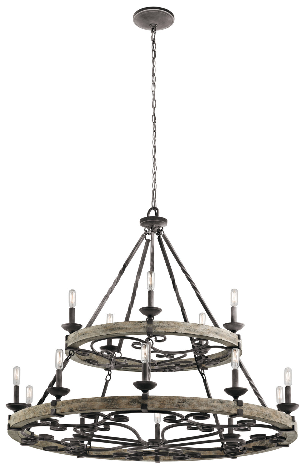 KICHLER 43826WZC Taulbee 15 Light Chandelier Weathered Zinc