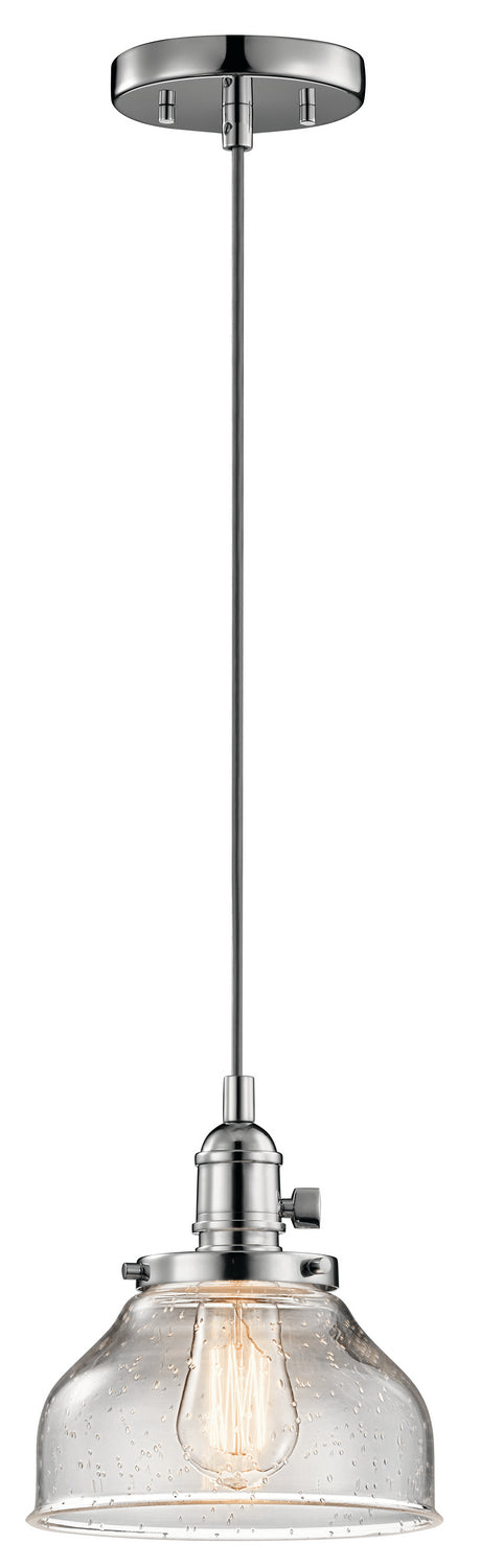 KICHLER 43850CH Avery 8.5" 1 Light Bell Mini Pendant With Clear Seeded Glass Chrome