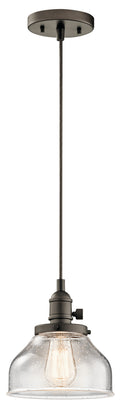 KICHLER 43850OZ Avery 8.5" 1 Light Bell Mini Pendant With Clear Seeded Glass Olde Bronze