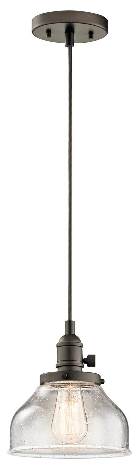 KICHLER 43850OZ Avery 8.5" 1 Light Bell Mini Pendant With Clear Seeded Glass Olde Bronze
