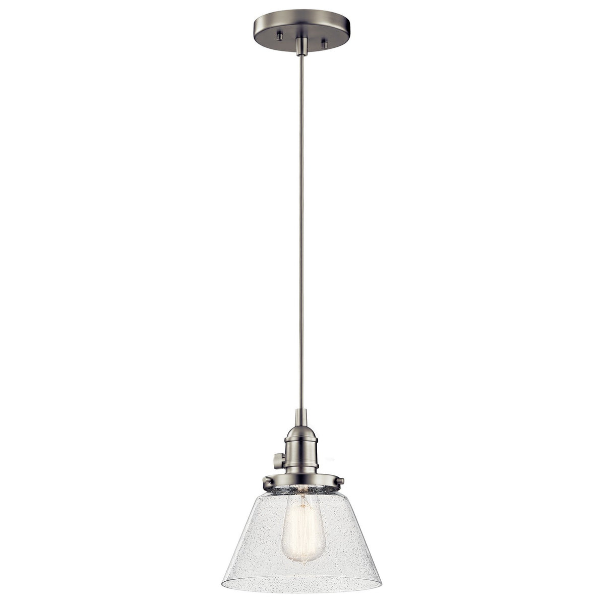 KICHLER 43851NI Avery 8.75" 1 Light Bell Mini Pendant With Clear Seeded Glass In Brushed Nickel