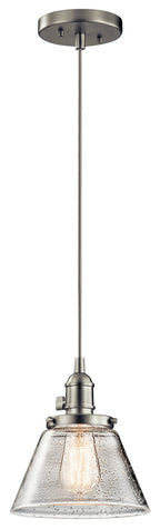KICHLER 43851NI Avery 8.75" 1 Light Bell Mini Pendant With Clear Seeded Glass In Brushed Nickel